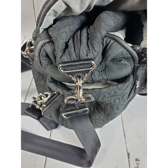 Petunia Pickle Bottom Diaper Bag Cross Body Backpack Quilted Black Floral Design - Picture 5 of 12